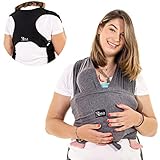 Koala Babycare® Baby Tragetuch-Leichtes Anziehen (Easy-On) - Unisex - Babytrage Neugeborene - Multi-Use - Bis 10kg - Babytragetuch Anthrazitgrau - Koala Cuddle Band - eingetragenes Design KBC®