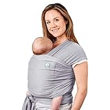 Trekki Tragetuch Baby, Babytragetuch Neugeborene, elastisches Baumwolle Sling - mit großen Vordertasche (Grau)