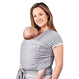 Trekki Tragetuch Baby, Babytragetuch Neugeborene, elastisches Baumwolle Sling - mit großen Vordertasche (Grau)