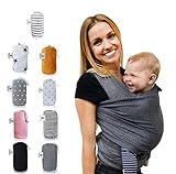 Fastique Kids® Babytragetuch - elastisches Tragetuch für Früh- und Neugeborene Kleinkinder - inkl. Baby Wrap Carrier Anleitung - Farbe grau